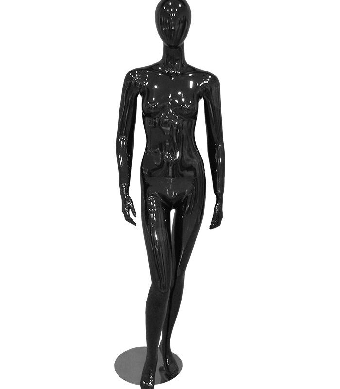 Female Mannequin Standing Straight - Glossy Black