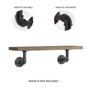 6" Black Pipeline Metal Shelf Holder (Metal Only) - Image 2