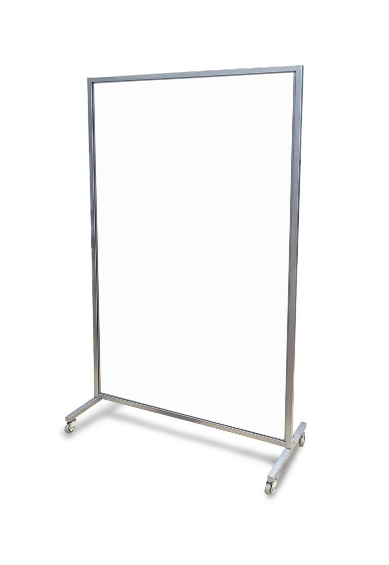 FLOOR STANDING SNEEZE SHIELD - WHITE MELAMINE MDF | Store Displays®