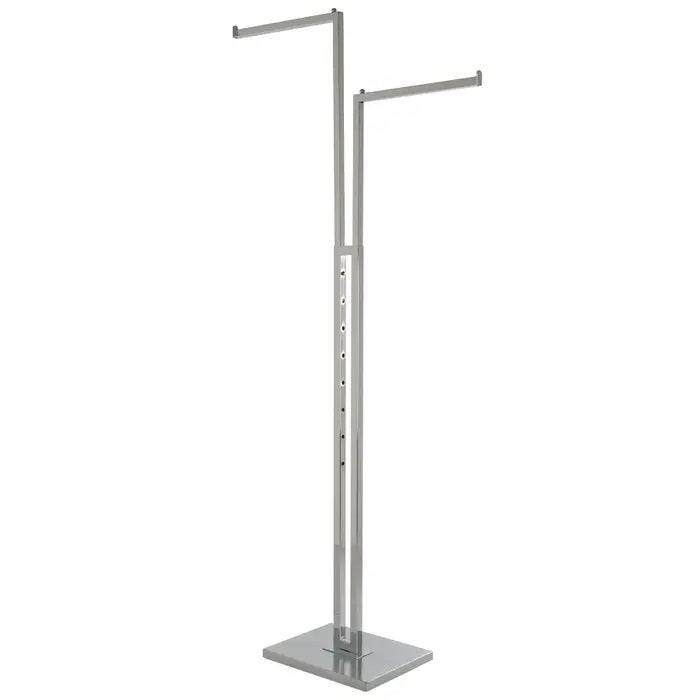 2-Way Garment Rack w/ Square Straight Arms - Chrome