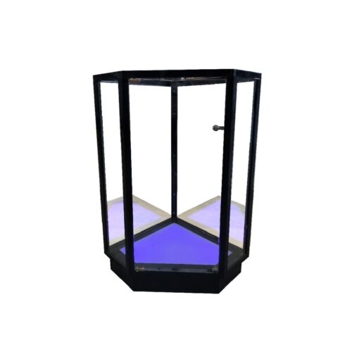 38"H Black Extra Vision Pentagon Corner Case w/ LED Lighted Base