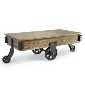 INDUSTRIAL VINTAGE COCKTAIL TABLE WITH WHEELS