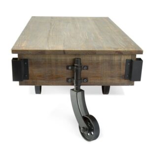 INDUSTRIAL VINTAGE COCKTAIL TABLE WITH WHEELS - Image 4