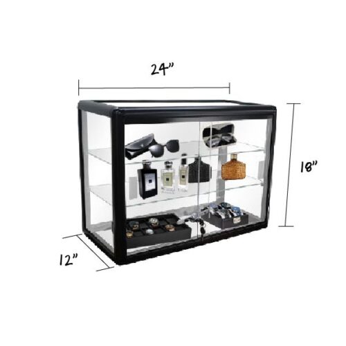  2' Black Countertop Aluminum Display Case Store Displays