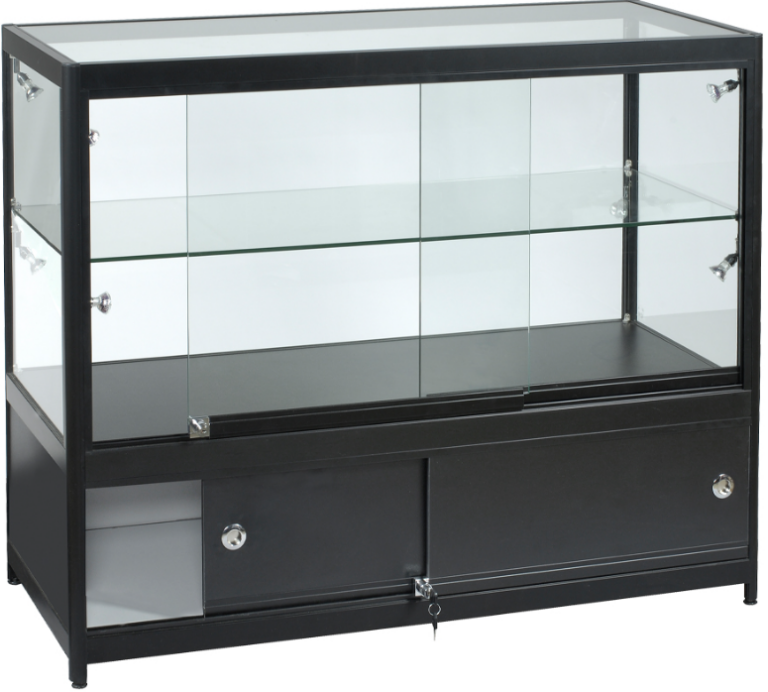 | Fully Assembled 4' Black Extra Half Vision Display Case w/LED ...