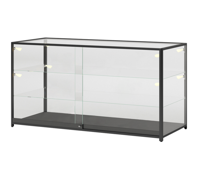 FULLY ASSEMBLED 6′ BLACK EXTRA VISION DISPLAY CASE W/LED SPOTLIGHTS