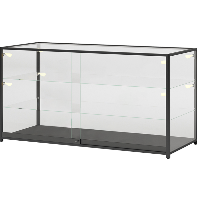 FULLY ASSEMBLED 6′ BLACK EXTRA VISION DISPLAY CASE W/LED SPOTLIGHTS