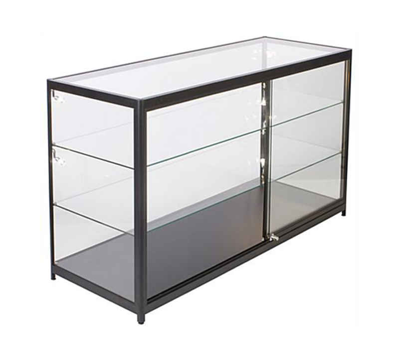 FULLY ASSEMBLED 6′ BLACK EXTRA VISION DISPLAY CASE W/LED SPOTLIGHTS