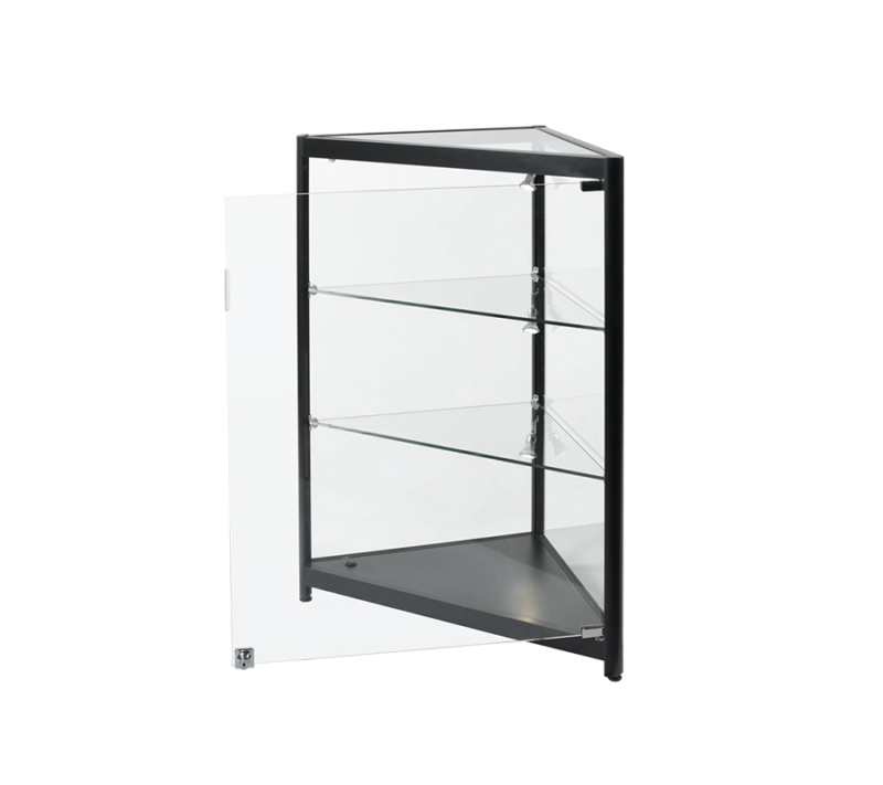 FULLY ASSEMBLED CORNER DISPLAY CASE W/LED SPOTLIGHTS