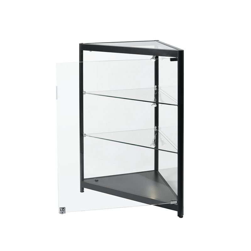 FULLY ASSEMBLED CORNER DISPLAY CASE W/LED SPOTLIGHTS