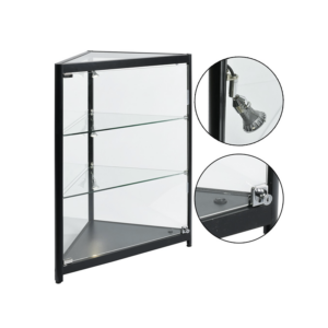 FULLY ASSEMBLED CORNER DISPLAY CASE W/LED SPOTLIGHTS