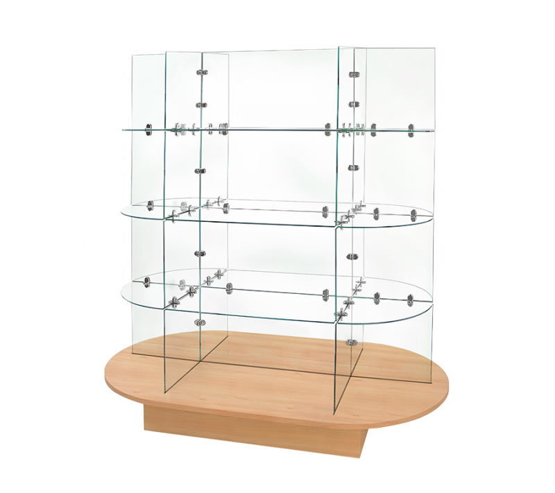 Oval Wooden Base For Glass Cubbies - Maple