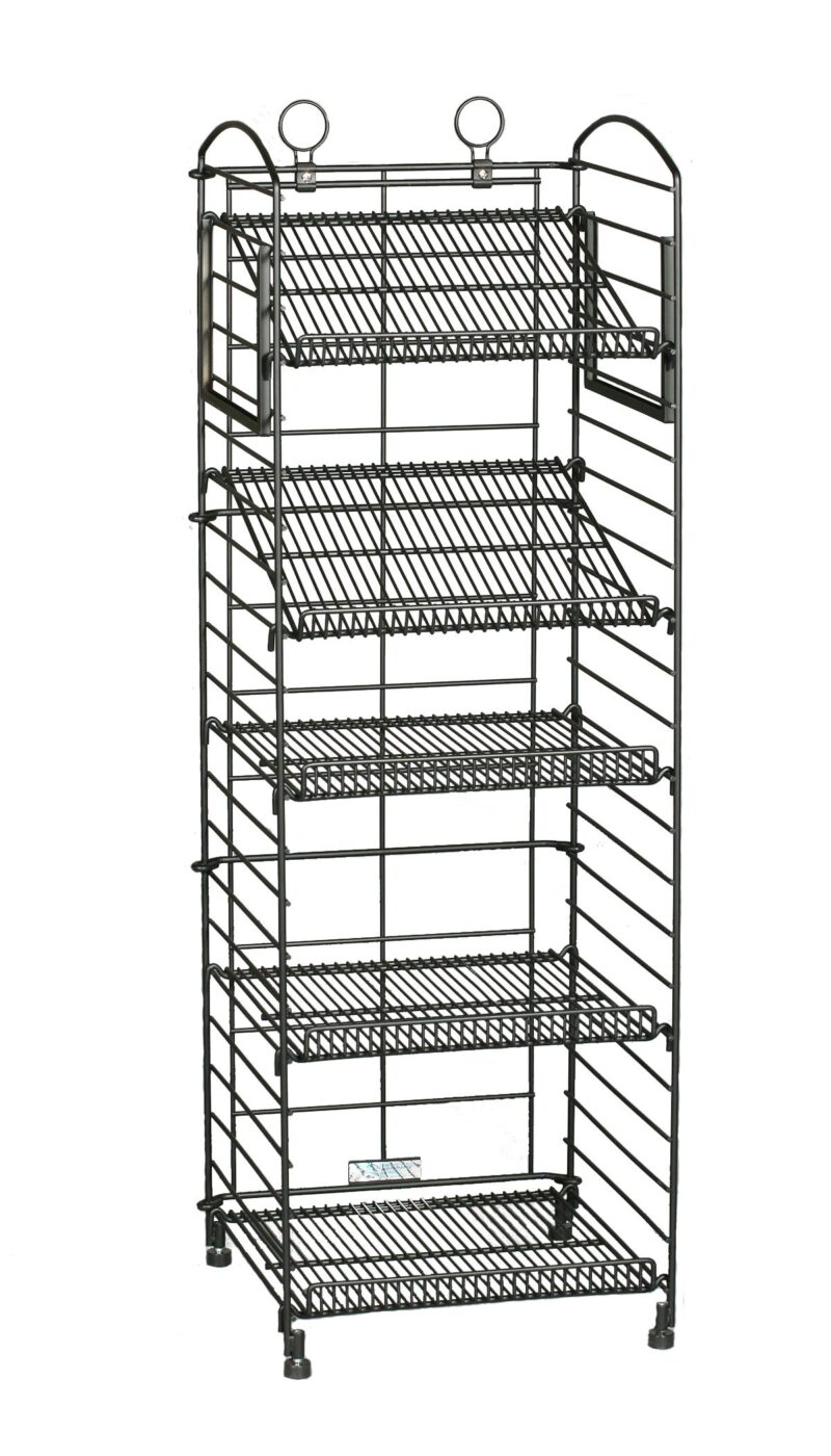 16"L Foldable 5-Shelf Wire Merchandiser Unit - Black