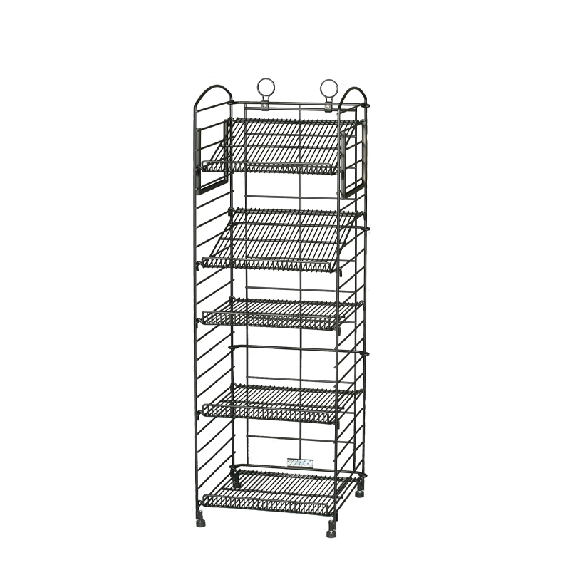 Black 16"L Foldable 5-Shelf Wire Merchandiser Unit