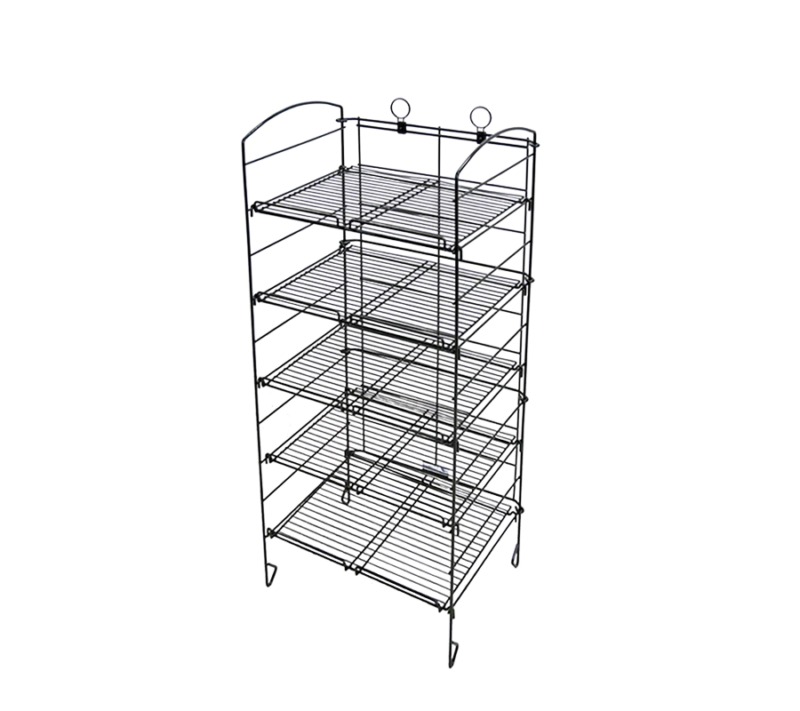 Black 20"L Foldable 5-Shelf Wire Merchandiser Unit