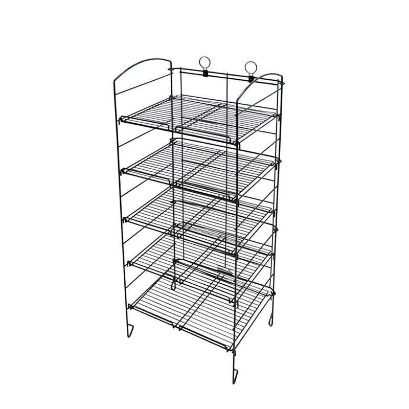 Black 20"L Foldable 5-Shelf Wire Merchandiser Unit