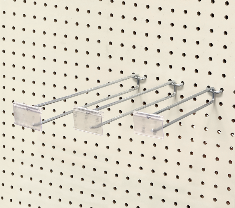 Scanner Hooks for Pegboard - 8", 10", 12" Zinc-Plated, side by side.