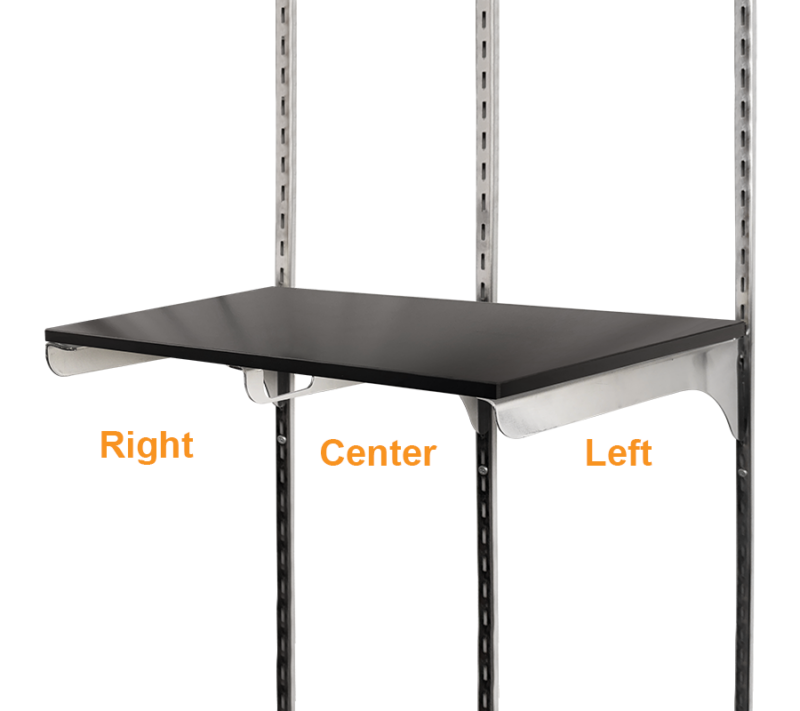 12" Left & Center & Right Wood Shelf Brackets With Black Shelf