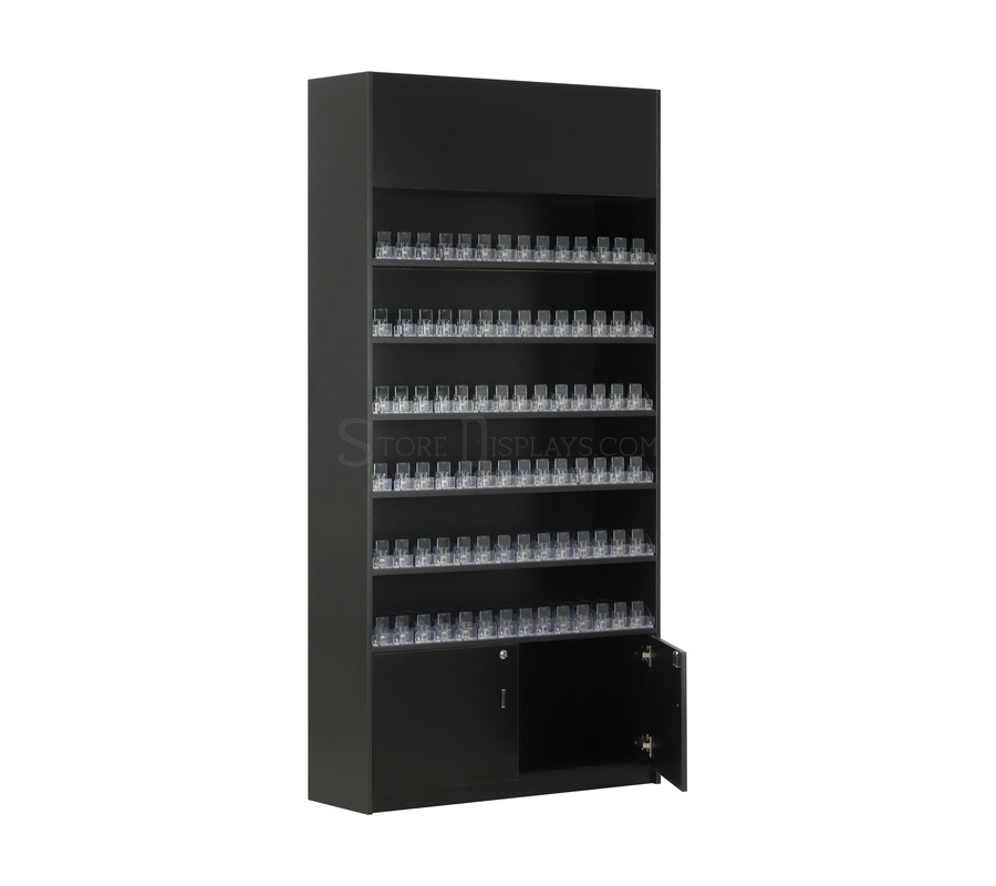 black cigarette case with cabinet doors open - side profile